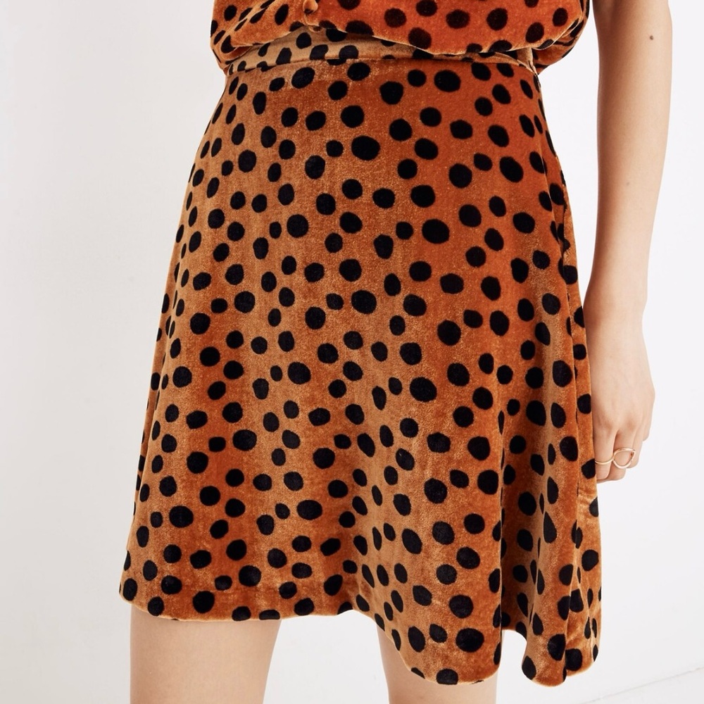 Madewell Velvet Circle Mini Skirt in Leopard Dot Sz 6